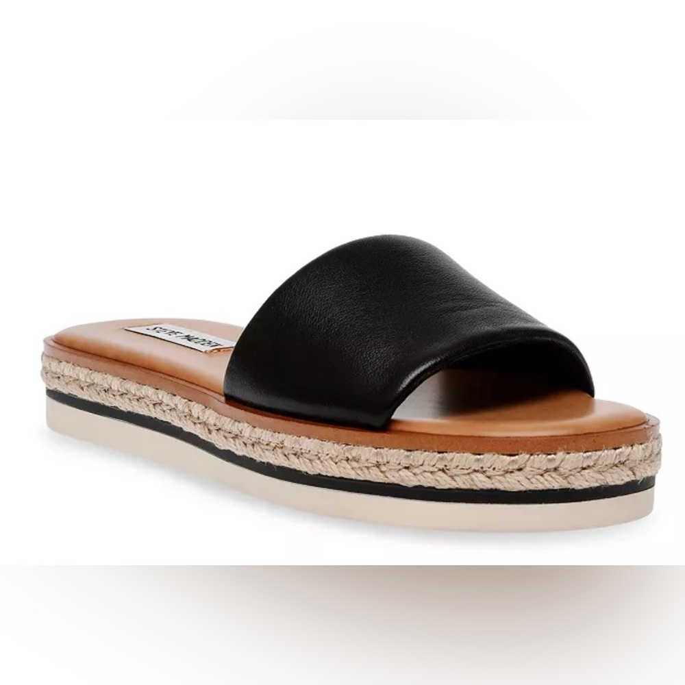Steve Madden Women's Enough Espadrille Slide Sandals Black